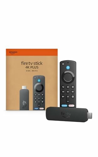 Amazon Fire TV Stick 4K Plus with remote and packaging.