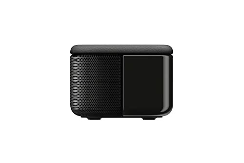 Black portable speaker with minimalist design