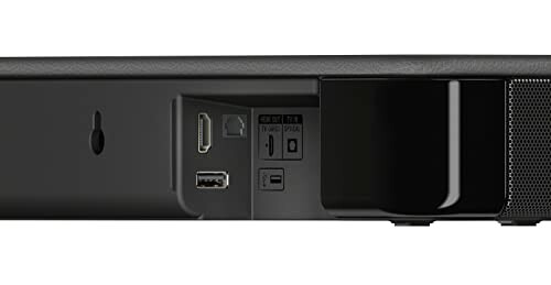 Back panel of a soundbar with HDMI and USB ports.